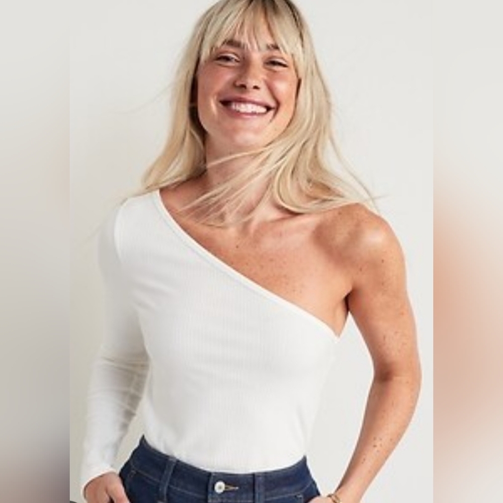 Old Navy One-Shoulder Rib-Knit Top ~EUC